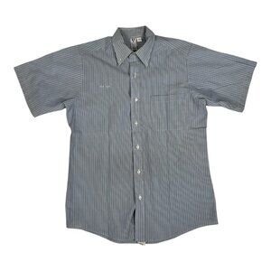 VTG Flying Cross Shirt Mens 15.5 Blue Pinstripe Short Sleeve Button Up USA Made